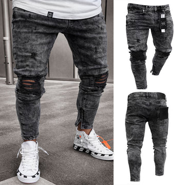 Ripped Stretch Denim Pants