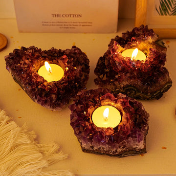 Natural Amethyst Candle Holders
