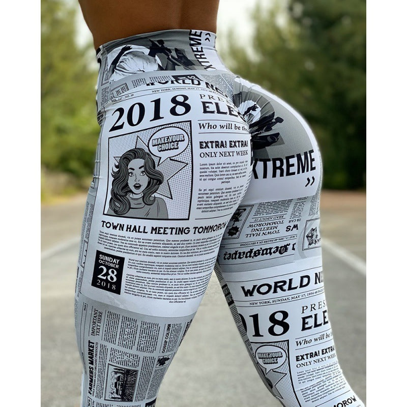 Printed High Waist Stretch Yoga Pants