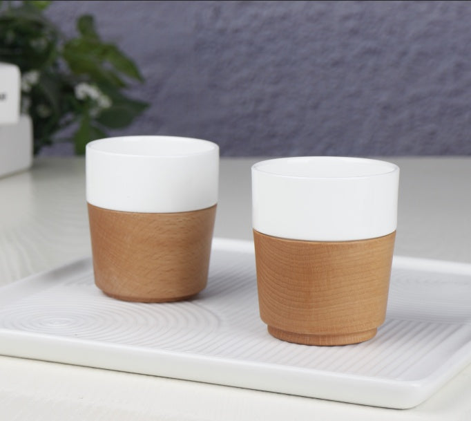 Japanese 3 Piece Bamboo and Porcelain Tea Set