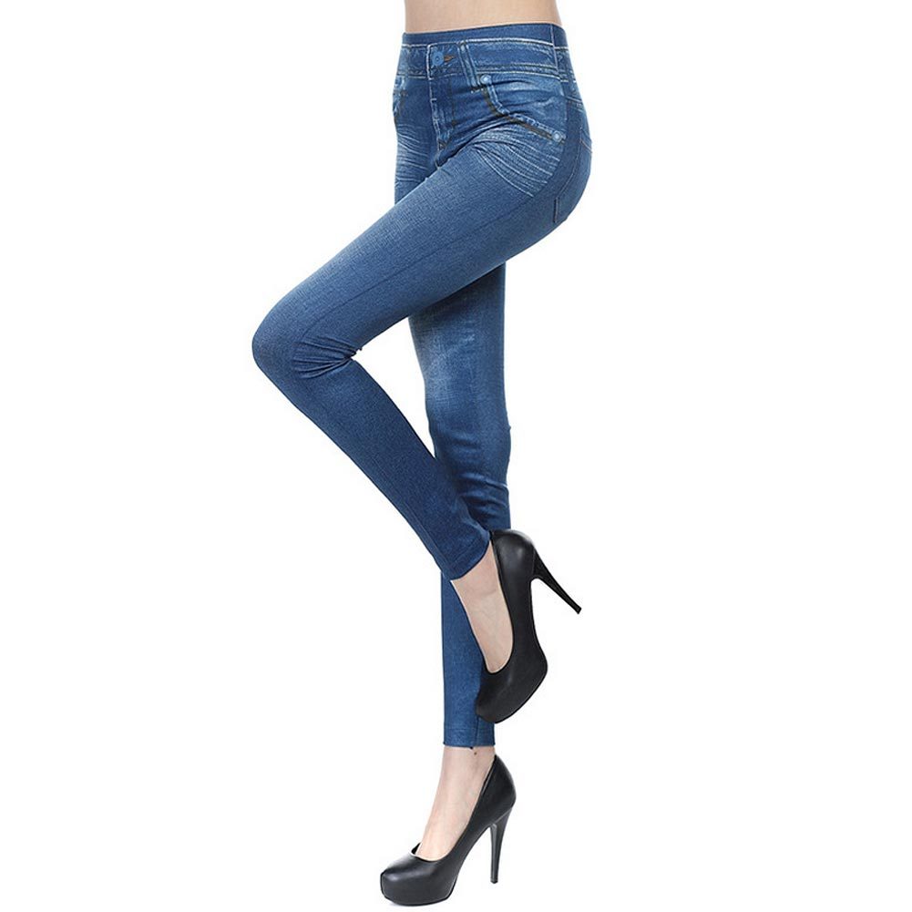 High Waisted Stretch Denim Leggings