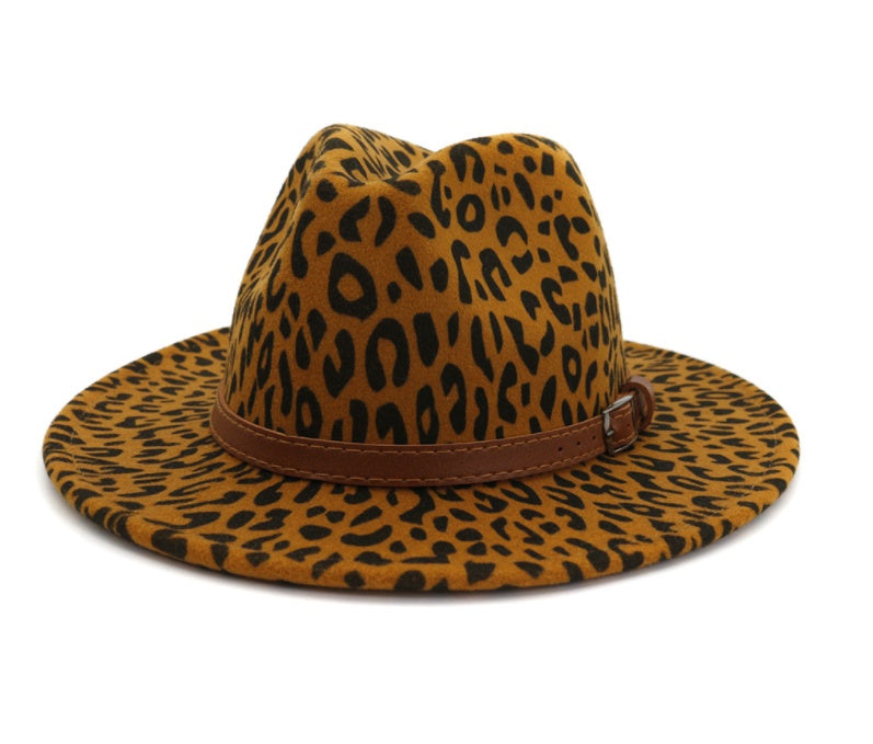 New Leopard Faux fur autumn and winter jazz hat