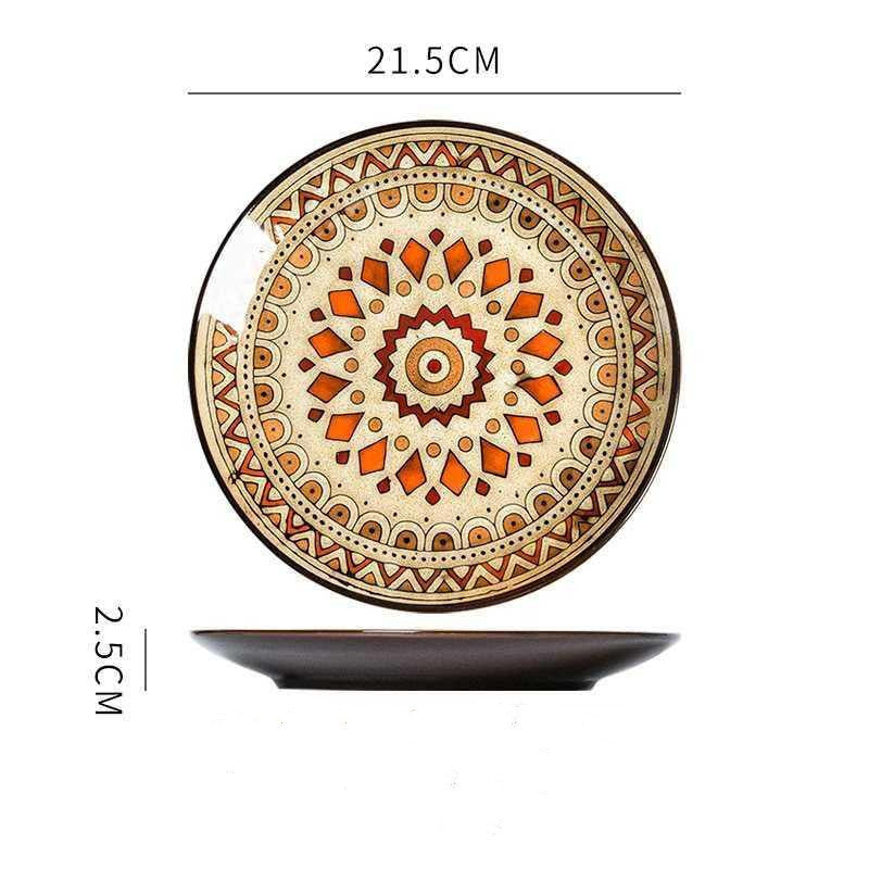 Hand painted ceramic round dinner plates