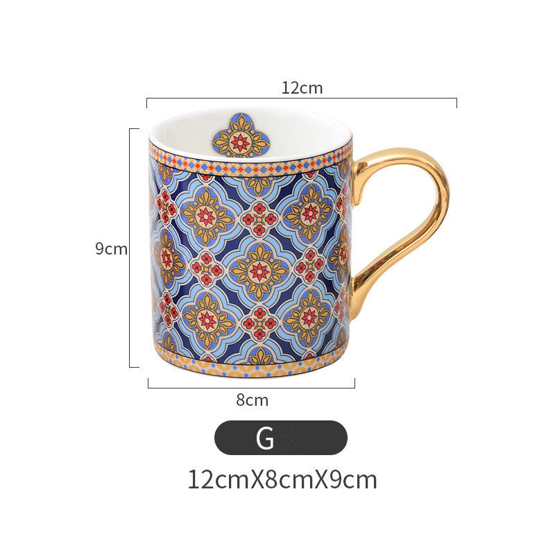 Moroccan style gold painted ceramic mug