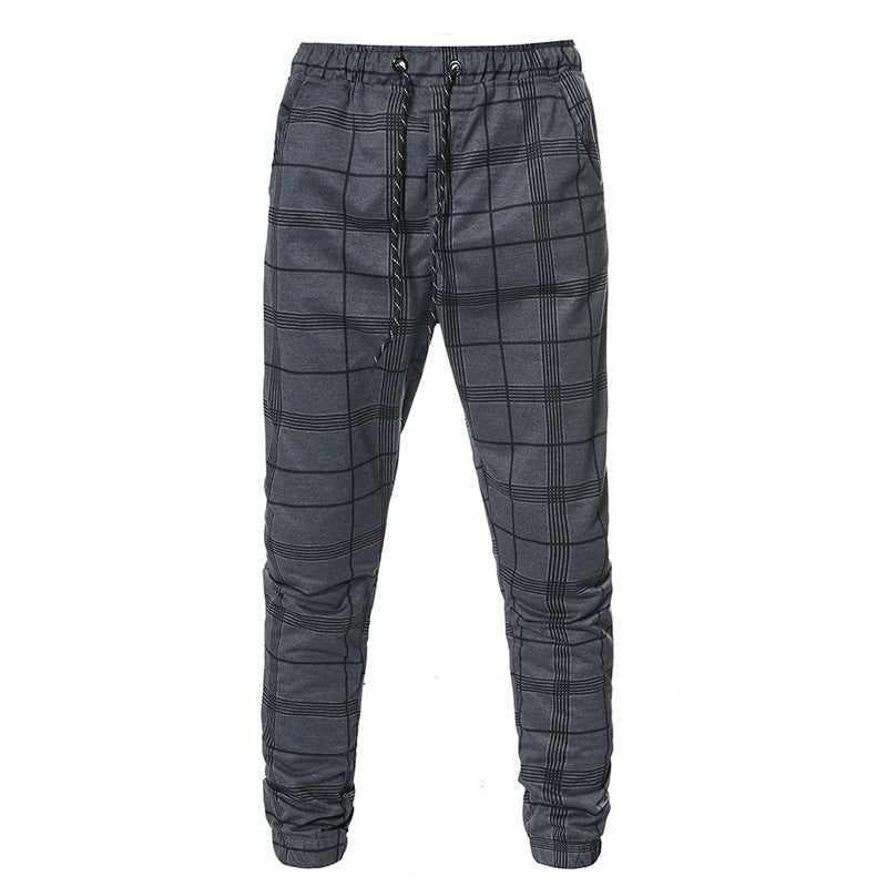 Micro-Elastic Plaid Cotton Pants
