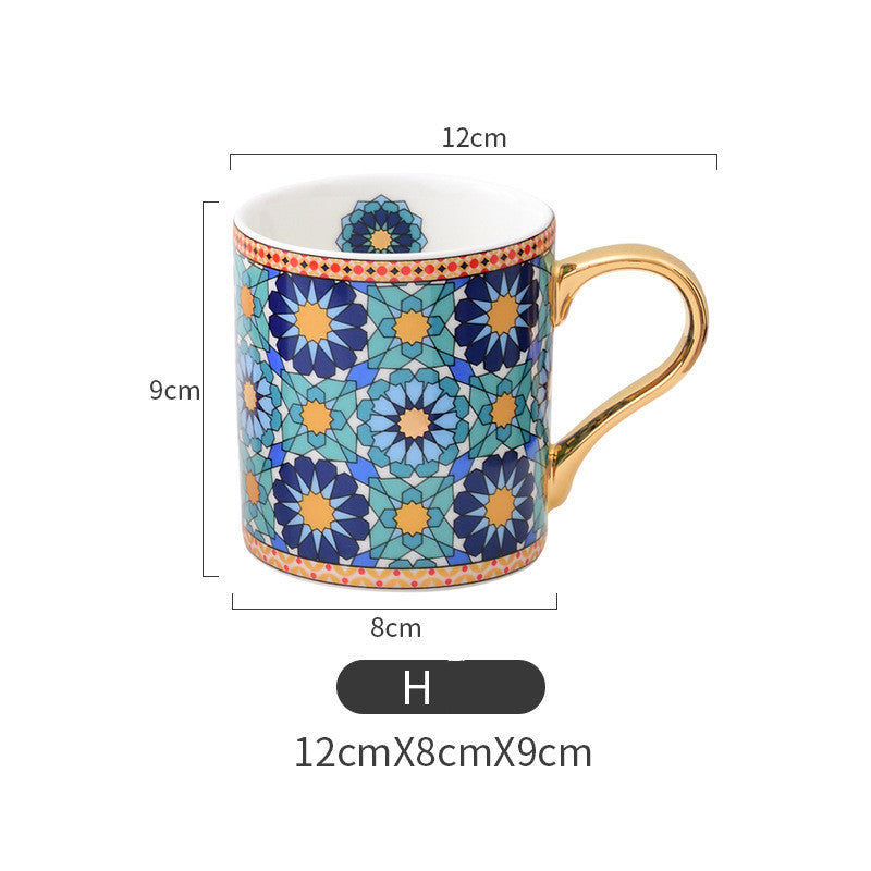Moroccan style gold painted ceramic mug