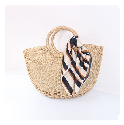 Handmade Cotton and Hemp beach Rattan Bag