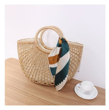 Handmade Cotton and Hemp beach Rattan Bag