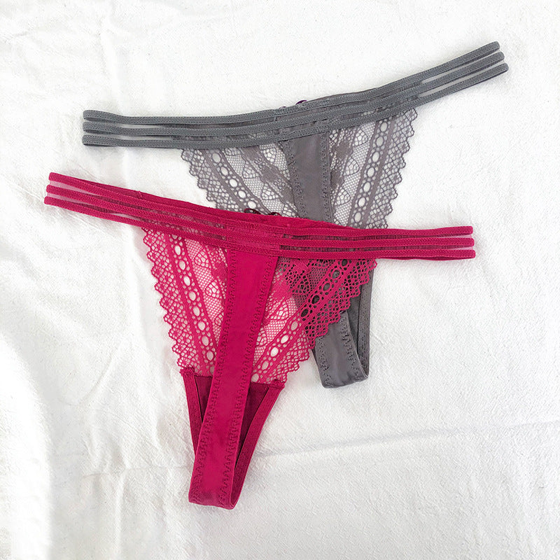Laced Breathable Comfortable Low-waist T-shaped Thong