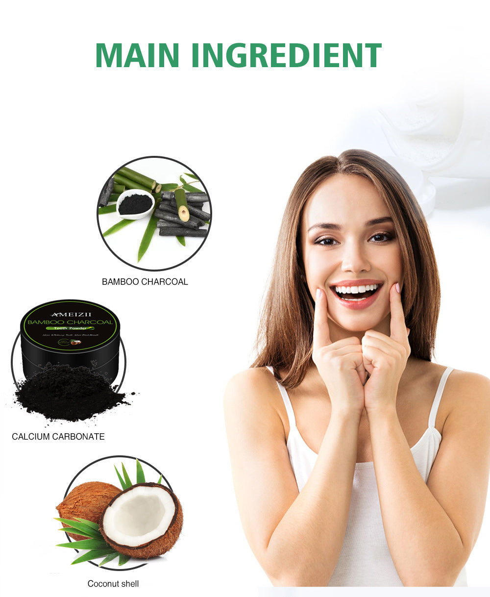 Activated Bamboo Charcoal Tooth Whitening Powder with Coconut Shell