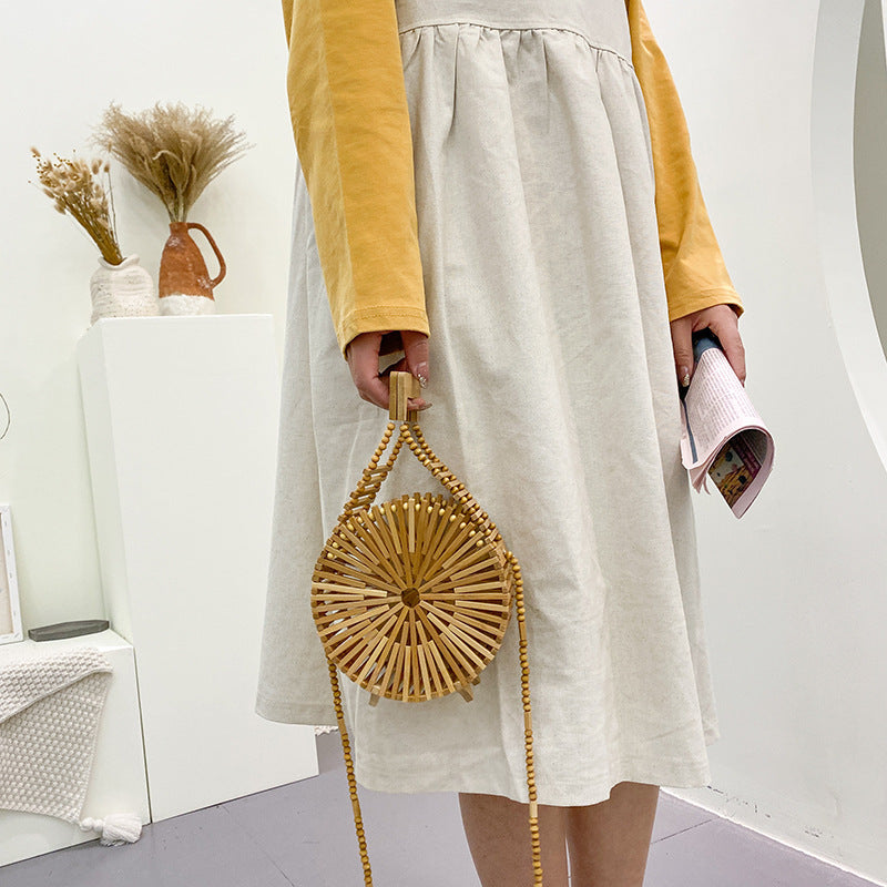 Bamboo Woven Small Round Bag