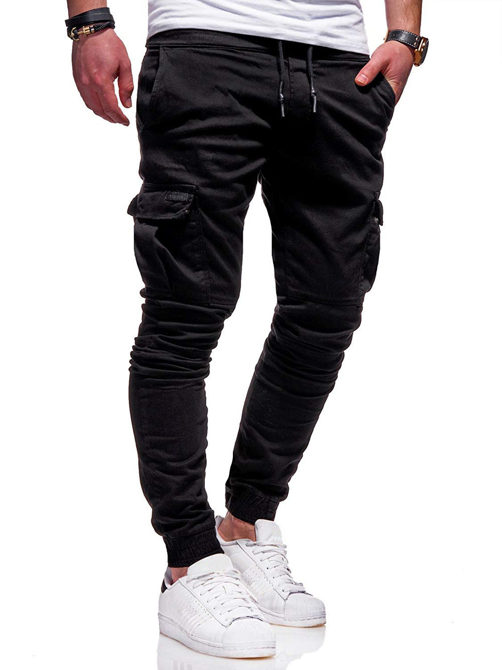 Elastic Sports Fitted Casual Pants