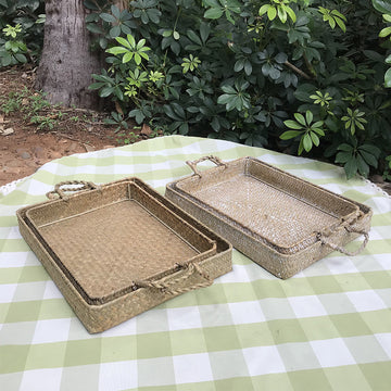Straw Hand Woven Vegetable And Fruit Sorting Tray