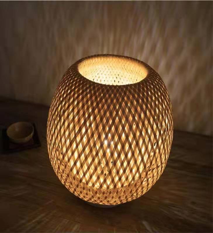 Bamboo Strip Weaved Simple Net Decorative Table Lamp
