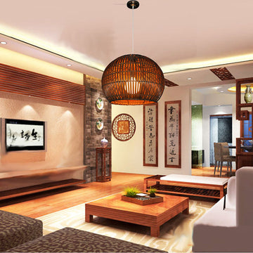 Hand Made Bamboo Rattan Chandelier