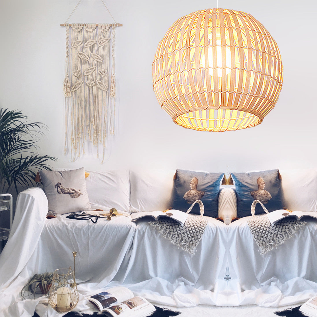 Hand Made Bamboo Rattan Chandelier