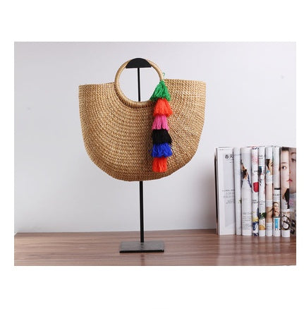 Handmade Cotton and Hemp beach Rattan Bag