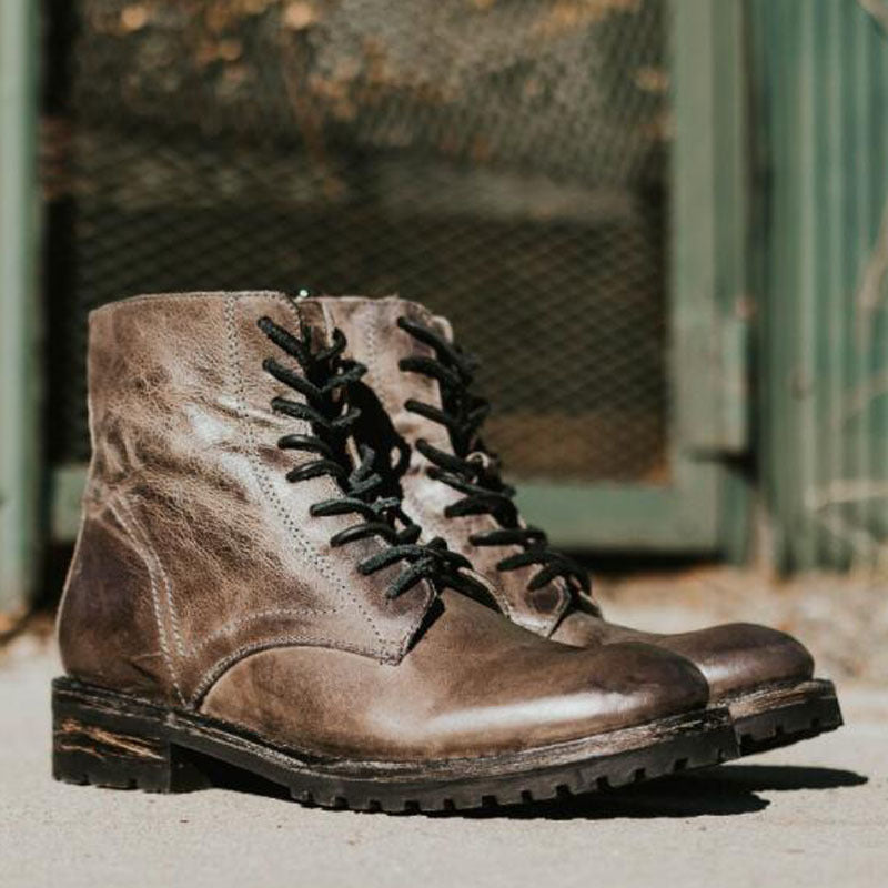 High Top, Low-Heel Lace-Up Boots