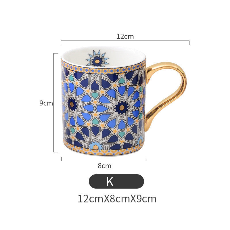 Moroccan style gold painted ceramic mug
