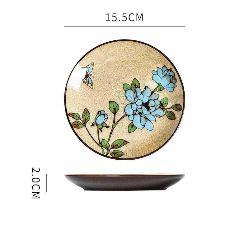 Hand painted ceramic round dinner plates