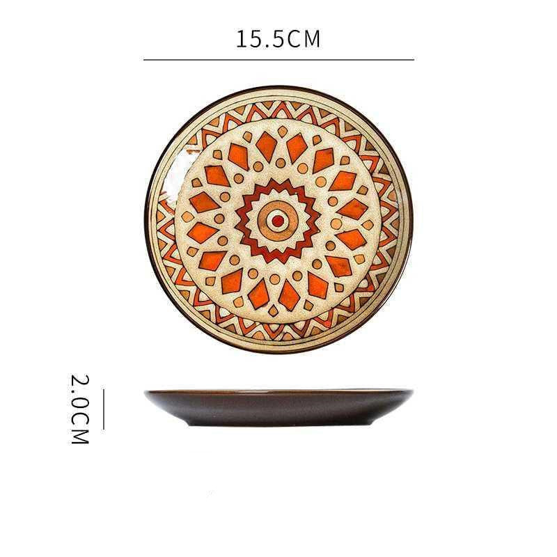 Hand painted ceramic round dinner plates