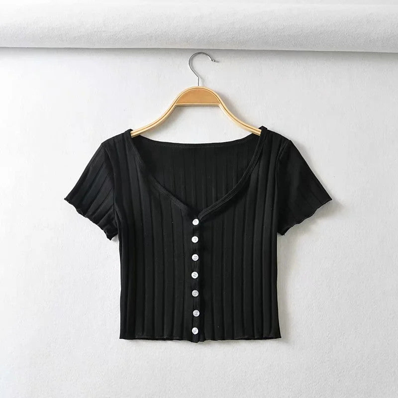 V-neck short sleeve T-shirt