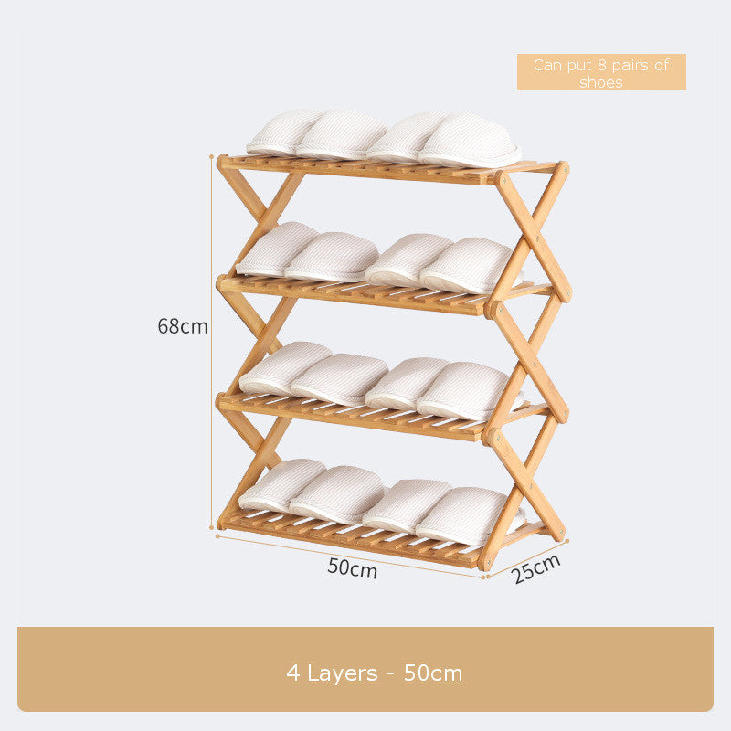 Folding Reinforced Bamboo Shoe Rack