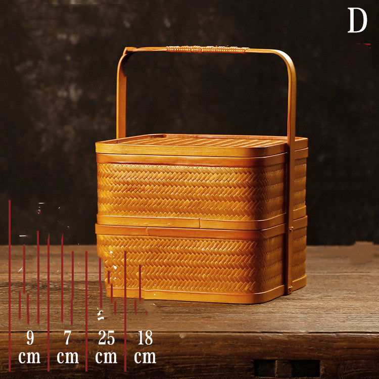 Hand made Exquisite Bamboo Woven Antique Food Basket