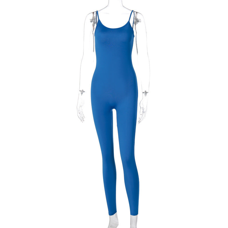 Solid Color Fitness Jumpsuit