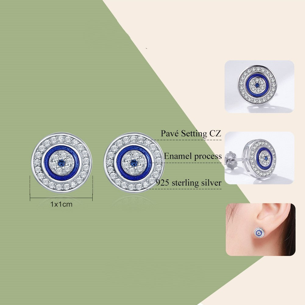 Turkish blue eyes s925 sterling silver earrings