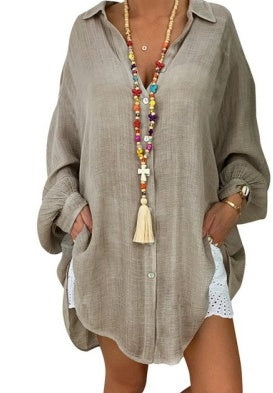 Ladies Cozy Cotton Casual Ripped Blouse