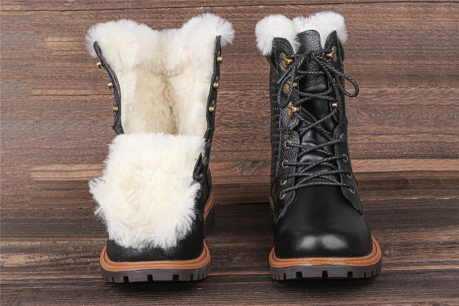 Wool Inner Top Layer Cowhide Winter Boots