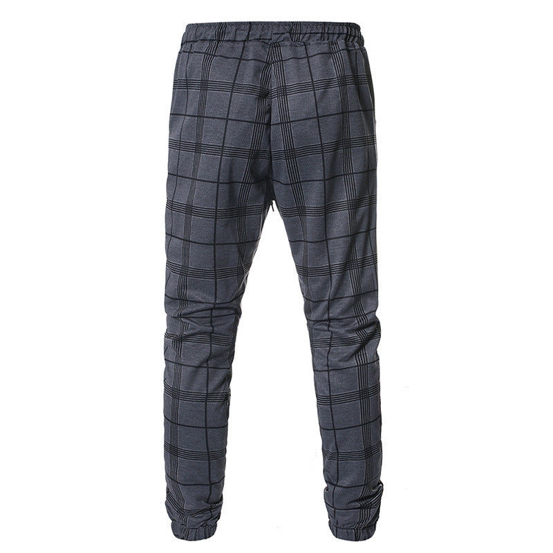 Micro-Elastic Plaid Cotton Pants