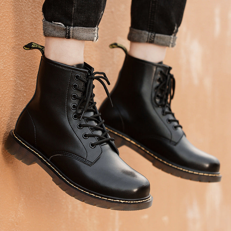 High-top Leather British Style Boots