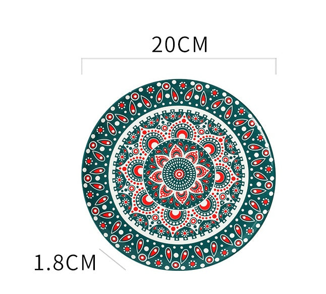 Ceramic Bohemian Moroccan Flat Plate