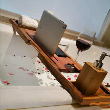 Bamboo Wood Bathtub Telescopic Tray