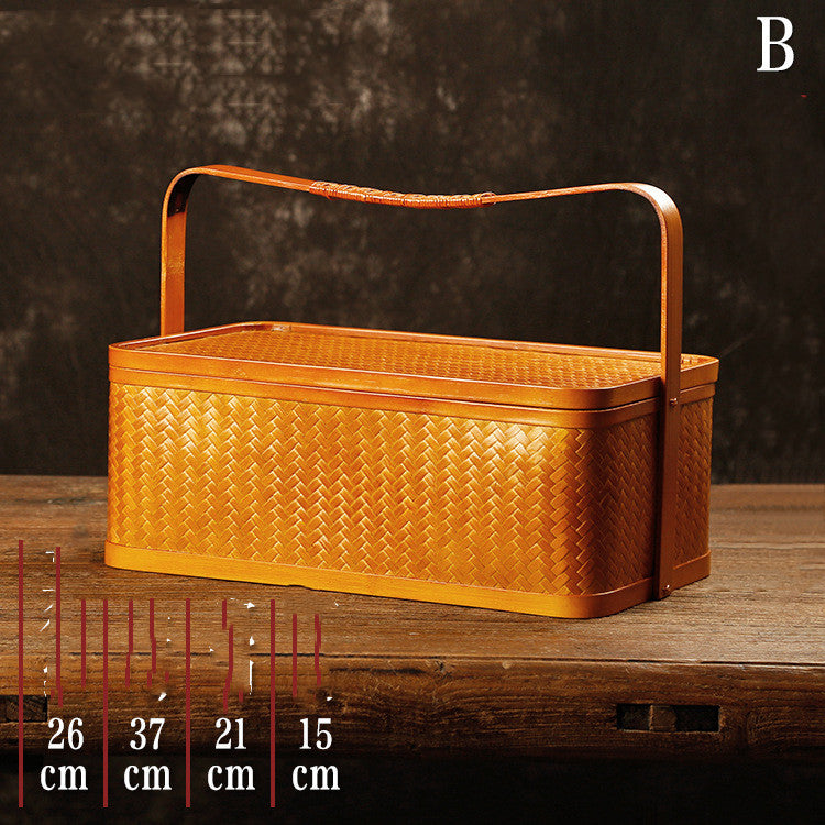 Hand made Exquisite Bamboo Woven Antique Food Basket