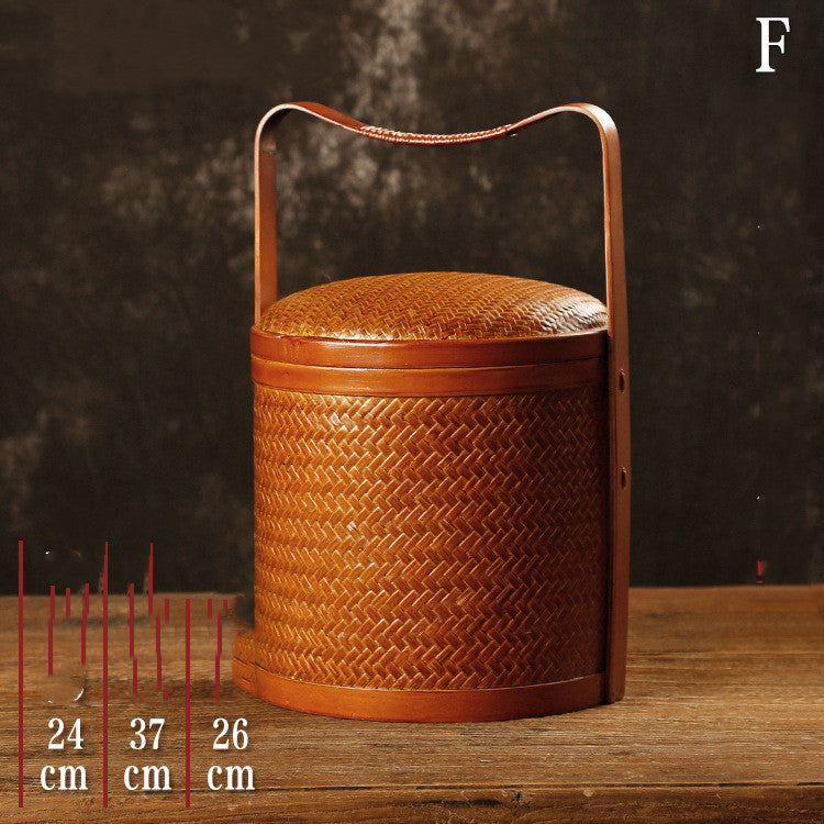 Hand made Exquisite Bamboo Woven Antique Food Basket