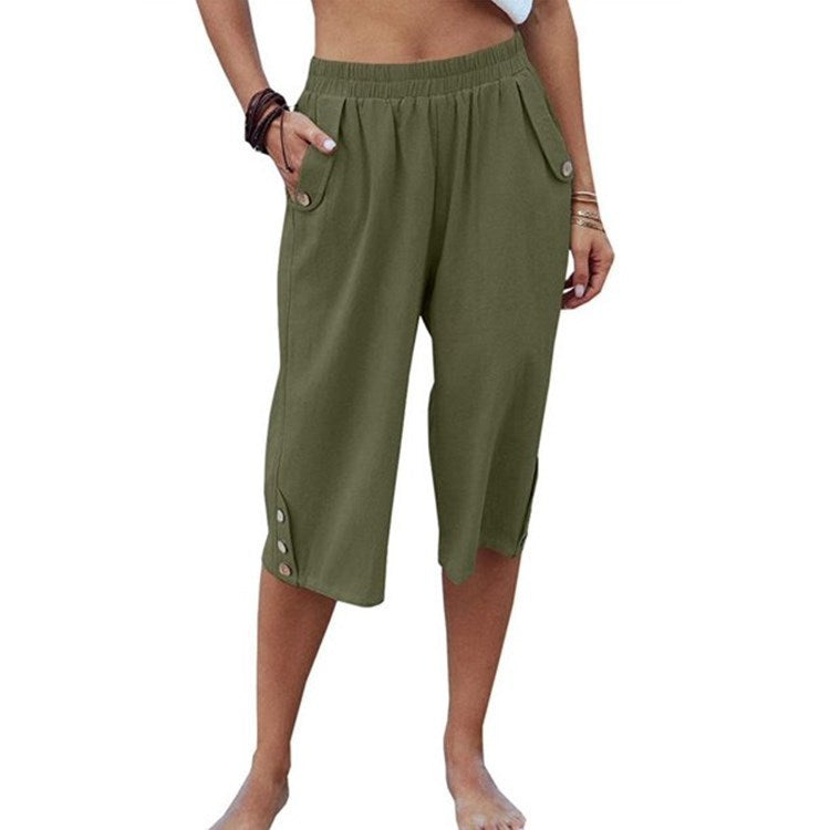 Casual Cropped Cotton Linen Loose Pants