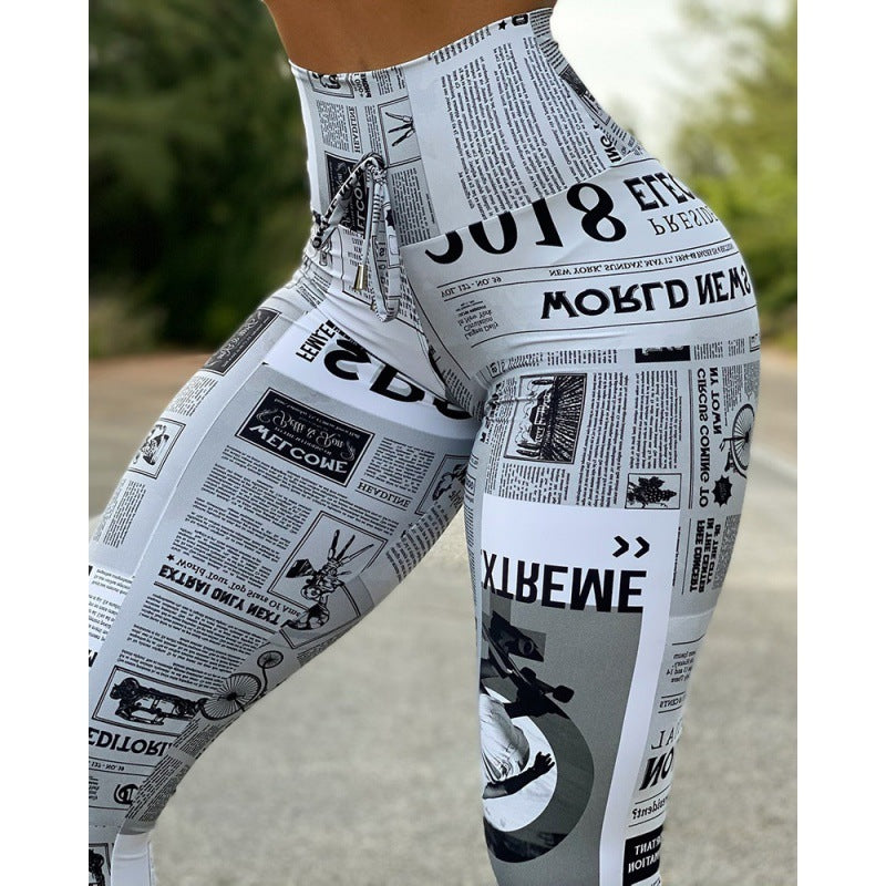 Printed High Waist Stretch Yoga Pants