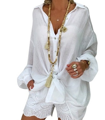 Ladies Cozy Cotton Casual Ripped Blouse