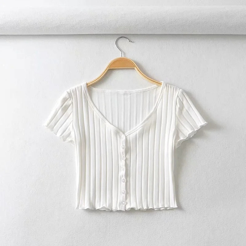 V-neck short sleeve T-shirt
