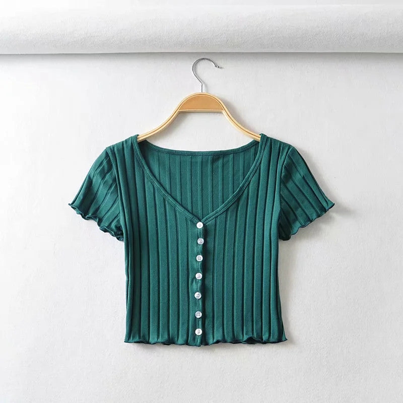 V-neck short sleeve T-shirt