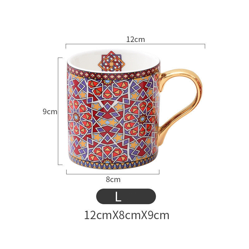 Moroccan style gold painted ceramic mug