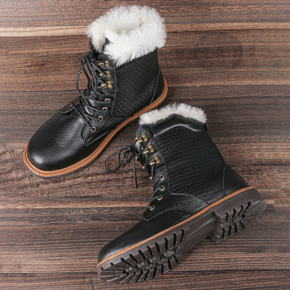 Wool Inner Top Layer Cowhide Winter Boots