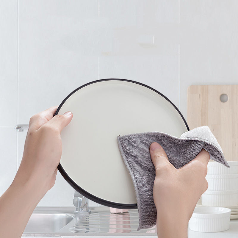 Bamboo Fiber Double-sided Dishwashing Cloth 6 Pack (Does Not Absorb Water)