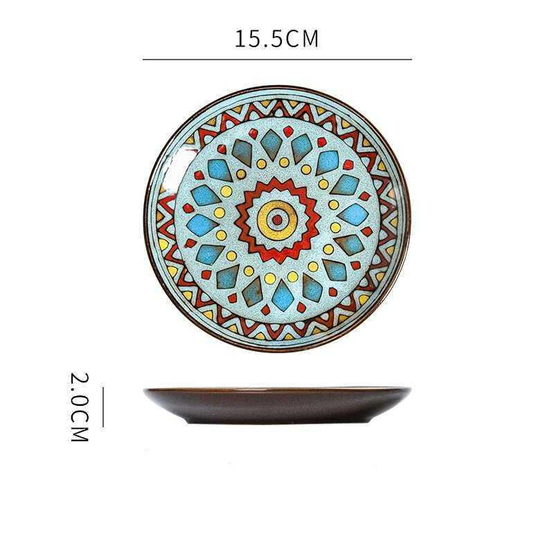 Hand painted ceramic round dinner plates