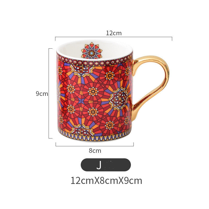 Moroccan style gold painted ceramic mug