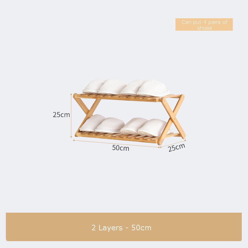 Folding Reinforced Bamboo Shoe Rack