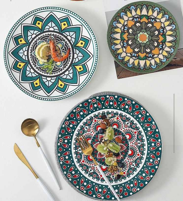Ceramic Bohemian Moroccan Flat Plate